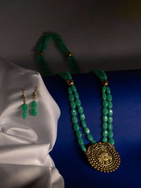 Devi copper double layered long necklace set