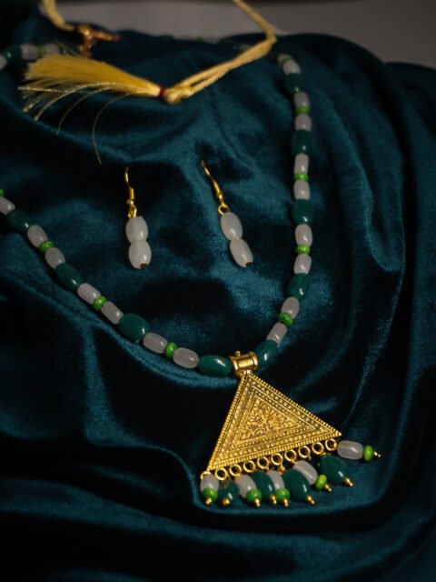 Copper Triangular Beaded Necklace Set