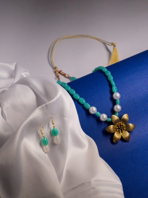 Flower Beaded Copper Necklace