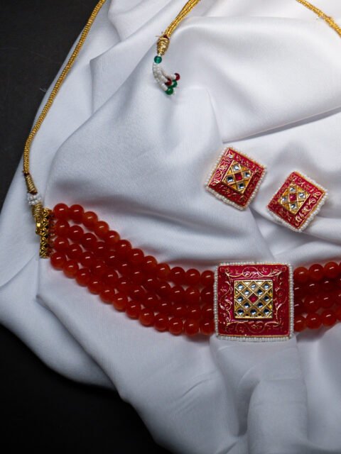 Gold Plated Kundan studded choker necklace set