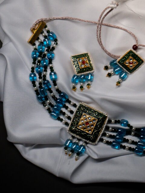 Jaipuri Choker Glass Beaded Necklace Set