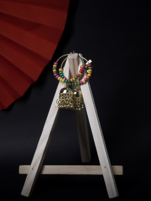Gold Plated Colourful Beaded Jhumka Drop Earring