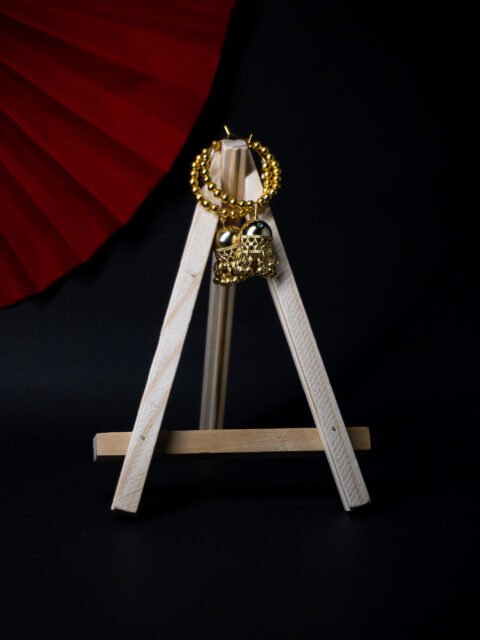 Gold Plated golden Beaded Jhumka Drop Earring