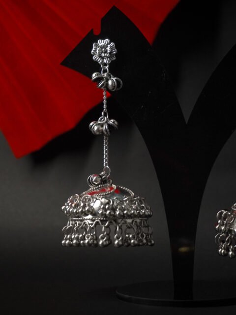 Flower Drop Jhumka Earrings