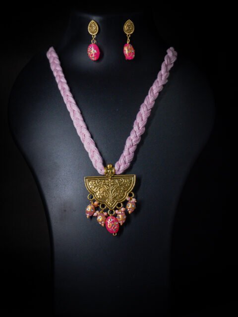 Crochet Tumble Beaded Long Necklace Set