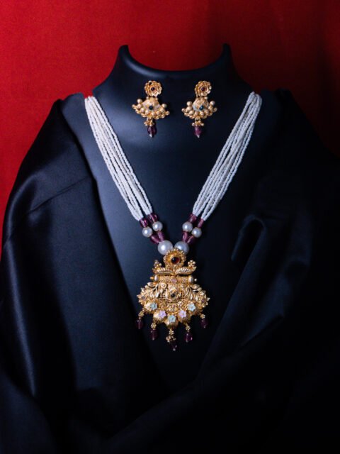 18 Carat Gold Plated Real Jacobeads Long Necklace Set