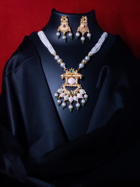 18 Carat Gold Plated Real Jaco Beads Long Necklace Set