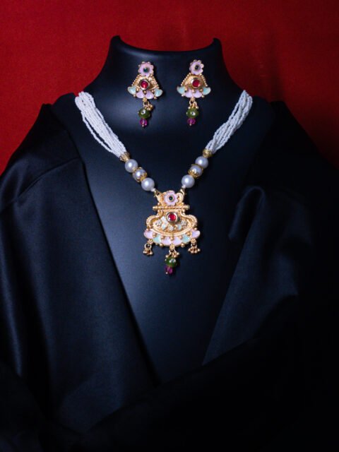 18 Carat Gold Plated Real Jacobeads Long Necklace Set
