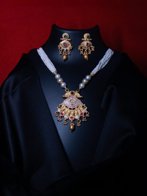 18 Carat Gold Plated Real Jacobeads Long Necklace Set