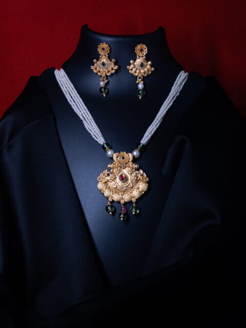 18 Carat Gold Plated Real Jacobeads Long Necklace Set