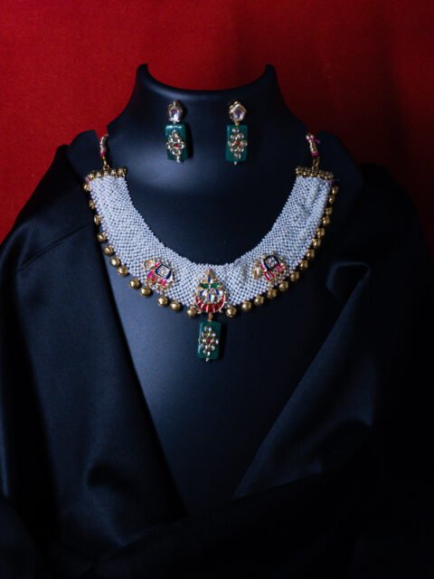 RAJWADI MOTI PATTA NECKLACE SET