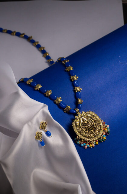 The Neelambari Heritage Set (Neelambari: Sky-Blue/Indigo)